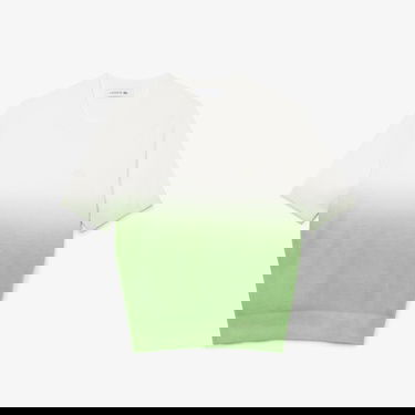  Lacoste Kadın Classic Fit Kısa Kollu Bisiklet Yaka Renk Bloklu Yeşil Triko