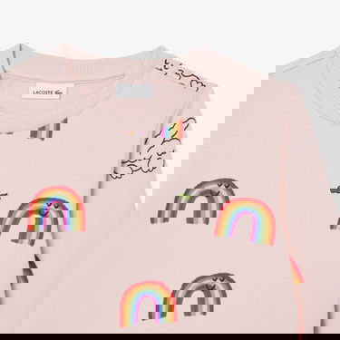  Lacoste Çocuk Bisiklet Yaka Desenli Pembe Sweatshirt