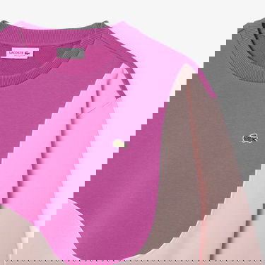  Lacoste Çocuk Bisiklet Yaka Renk Bloklu Pembe Sweatshirt