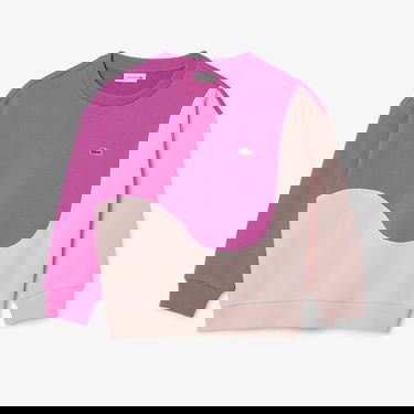  Lacoste Çocuk Bisiklet Yaka Renk Bloklu Pembe Sweatshirt
