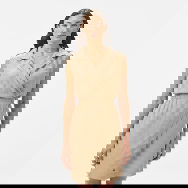  Lacoste Kadın Classic Fit Kolsuz Bej Elbise