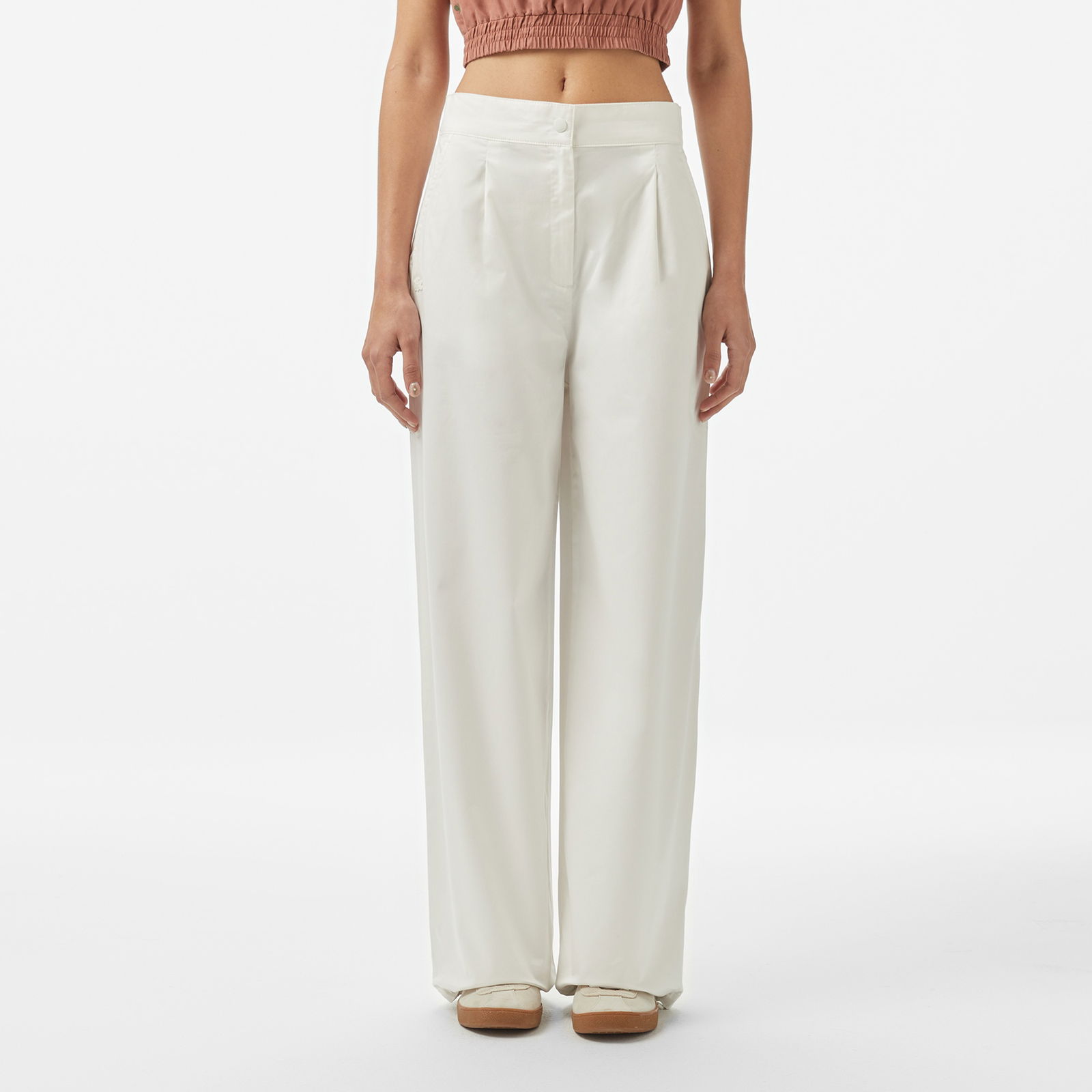 Lacoste Kadın Relaxed Fit Beyaz Pantolon