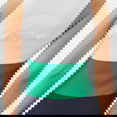  Lacoste Kadın Slim Fit Kolsuz Bisiklet Yaka Renk Bloklu Lacivert Elbise