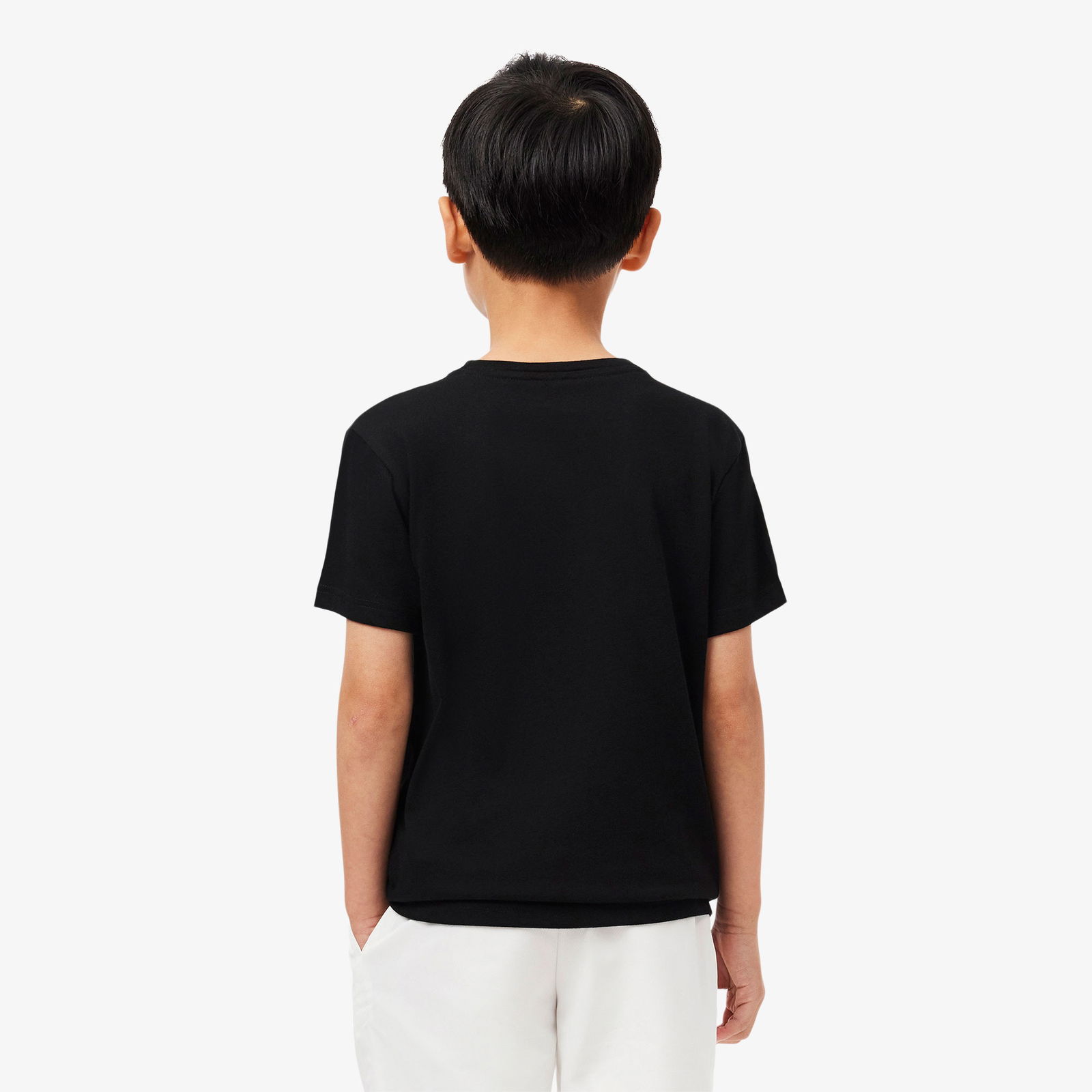 Lacoste Erkek Çocuk Bisiklet Yaka Baskılı Siyah T-Shirt