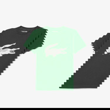  Lacoste Erkek Çocuk Bisiklet Yaka Baskılı Yeşil T-Shirt