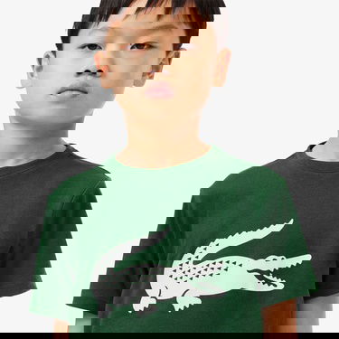  Lacoste Erkek Çocuk Bisiklet Yaka Baskılı Yeşil T-Shirt