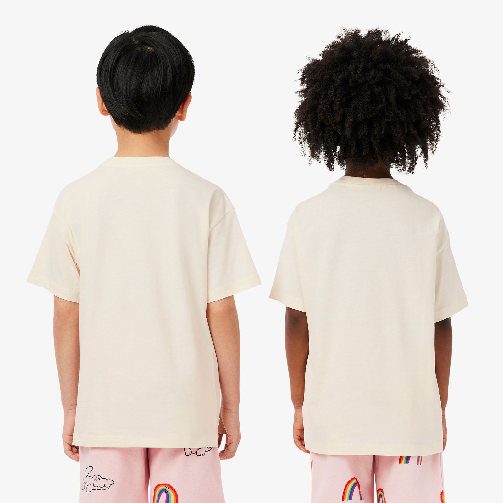 Lacoste Çocuk Bisiklet Yaka Desenli Krem T-Shirt