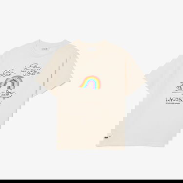  Lacoste Çocuk Bisiklet Yaka Desenli Krem T-Shirt