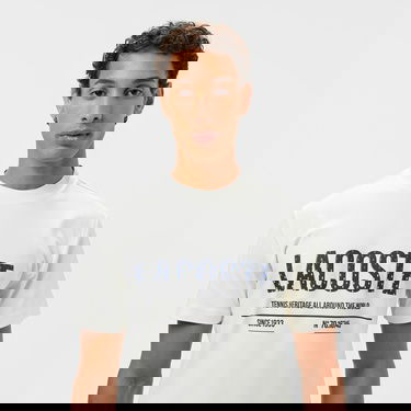  Lacoste Erkek Slim Fit Bisiklet Yaka Baskılı Beyaz T-Shirt