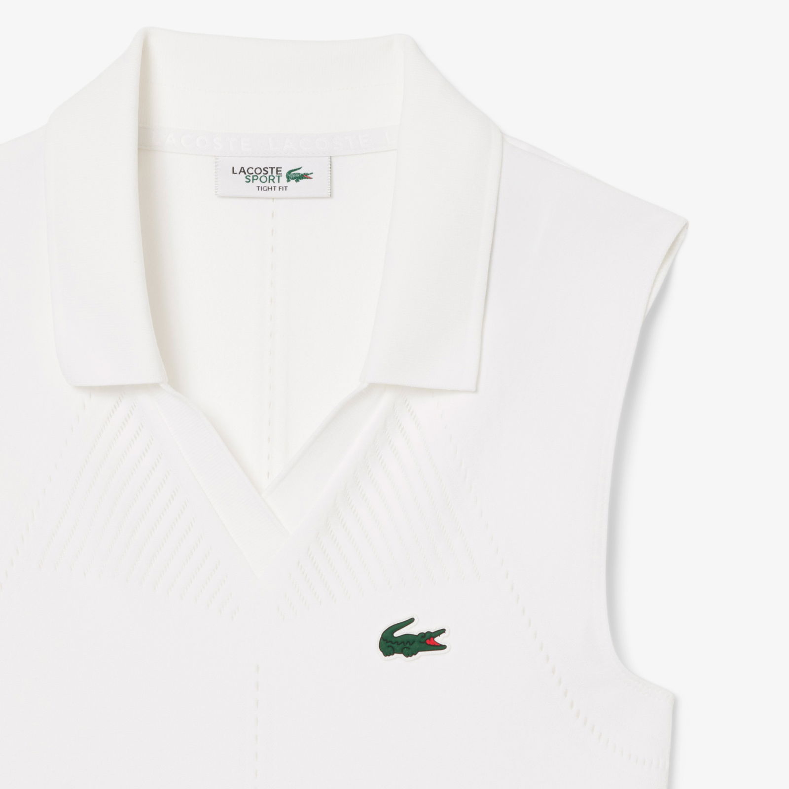 Lacoste Kadın Slim Fit Kolsuz Beyaz Polo