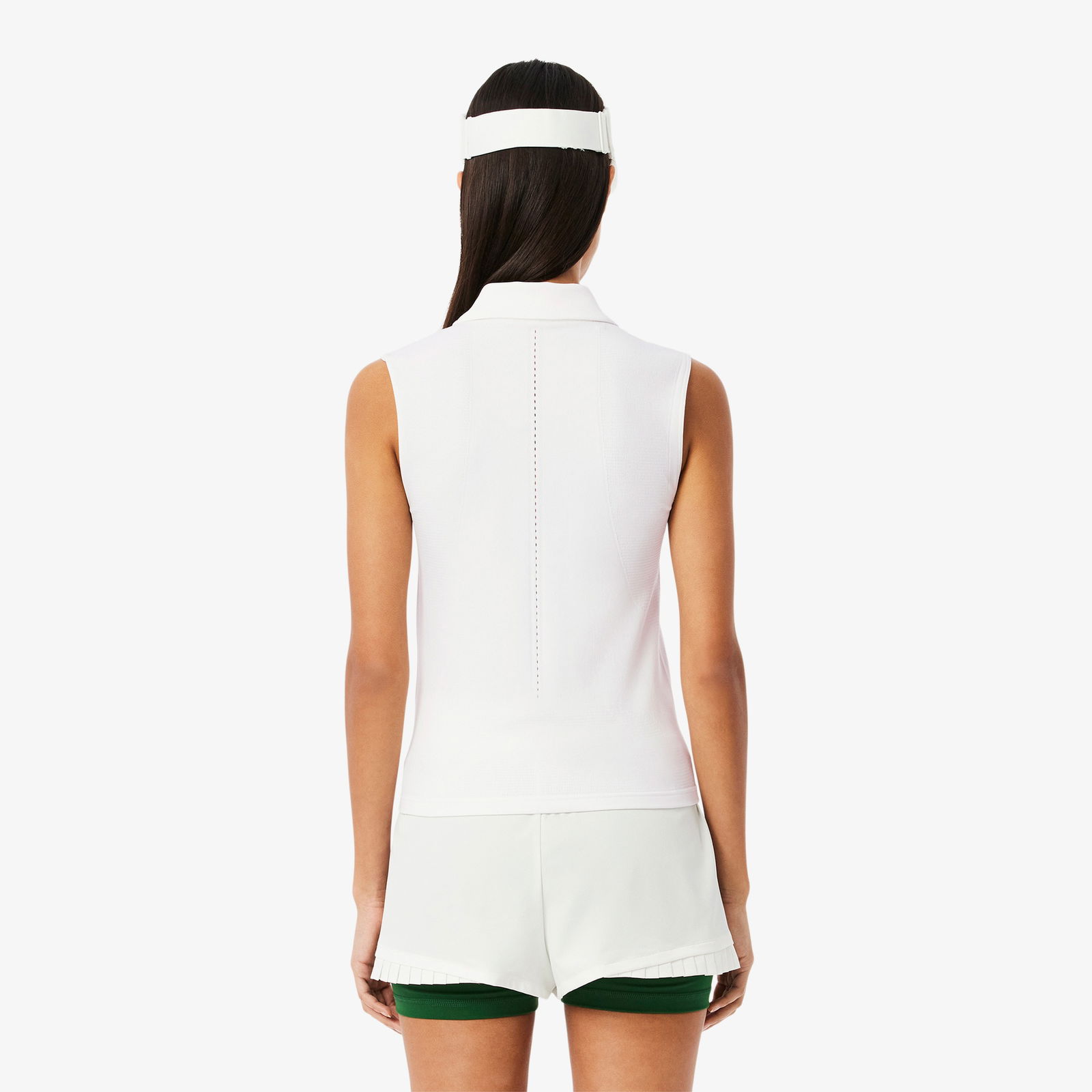 Lacoste Kadın Slim Fit Kolsuz Beyaz Polo