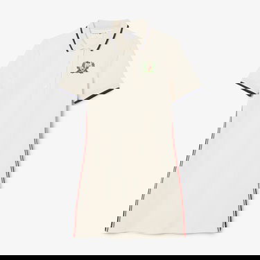  Lacoste Kadın Slim Fit Kısa Kollu Polo Yaka Renk Bloklu Krem Elbise