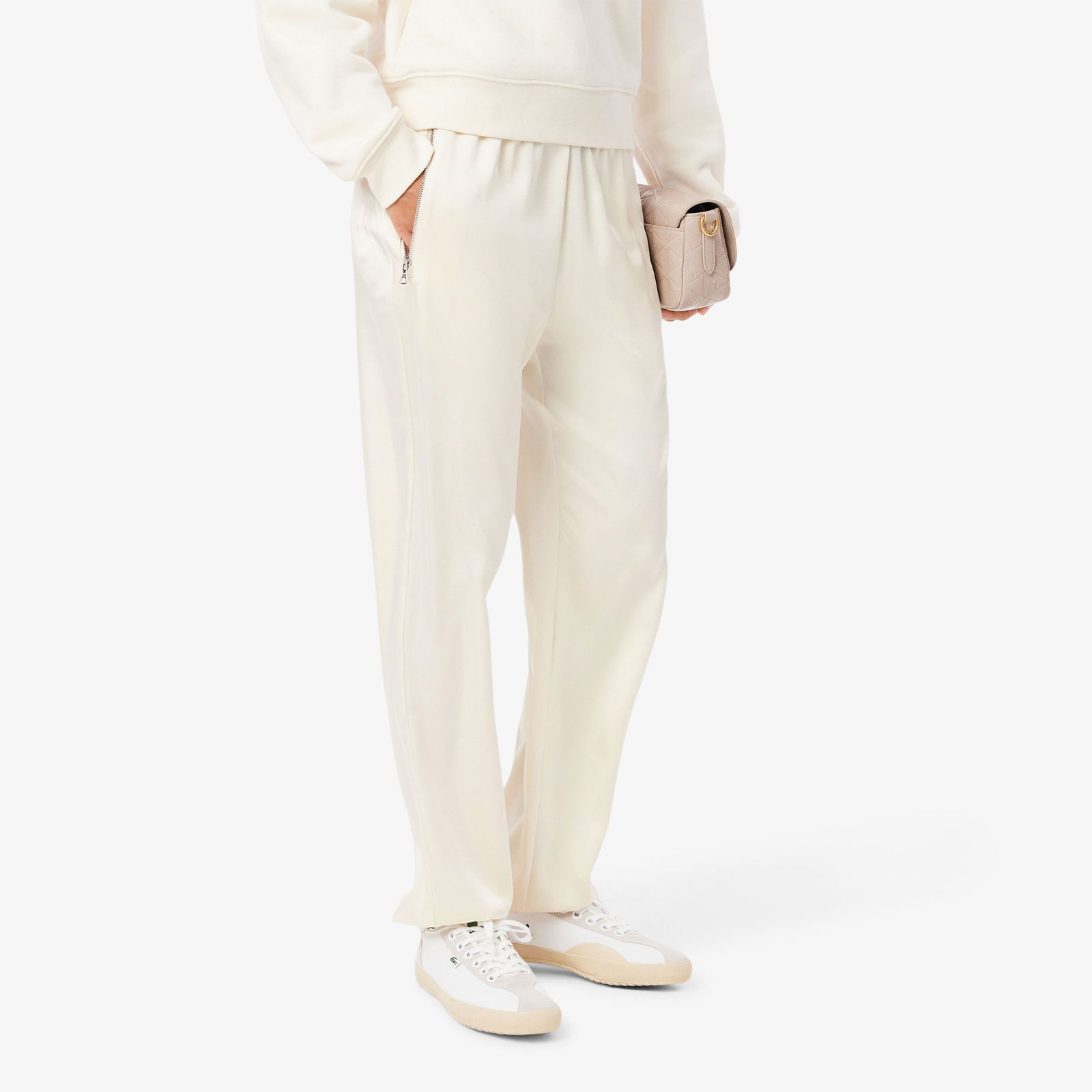 Lacoste Kadın Oversized Fit Krem Pantolon