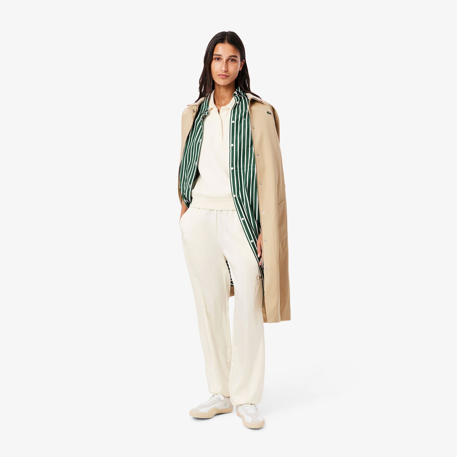 Lacoste Kadın Oversized Fit Krem Pantolon