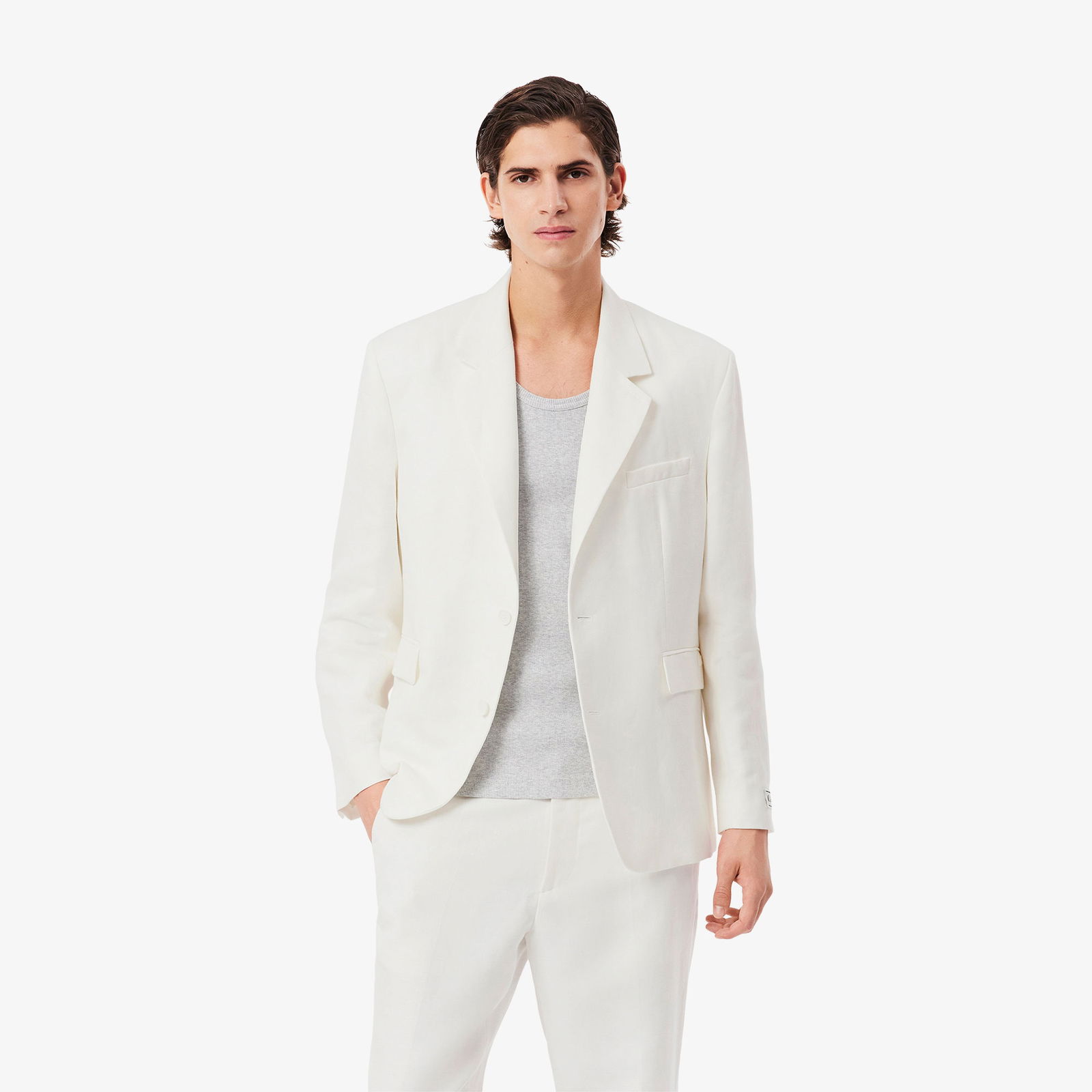 Lacoste Erkek Regular Fit Keten Beyaz Ceket