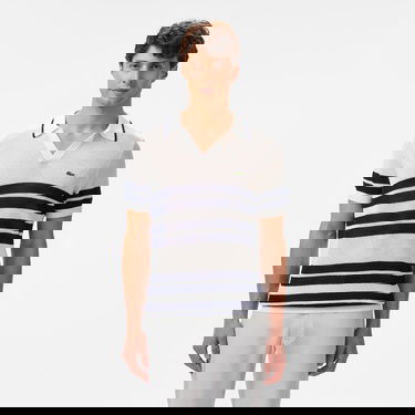  Lacoste Erkek Classic Fit Kısa Kollu Polo Yaka Çizgili Beyaz Triko