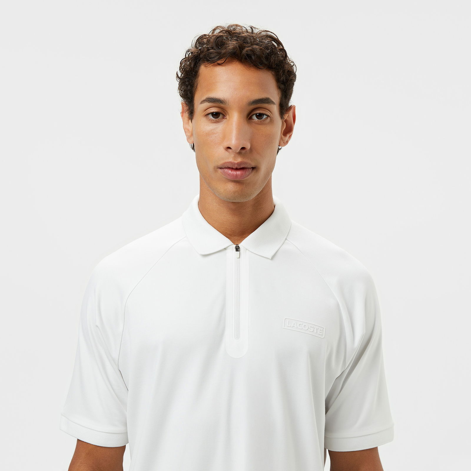 Lacoste Erkek Oversize Fit Yarım Fermuarlı Beyaz Polo