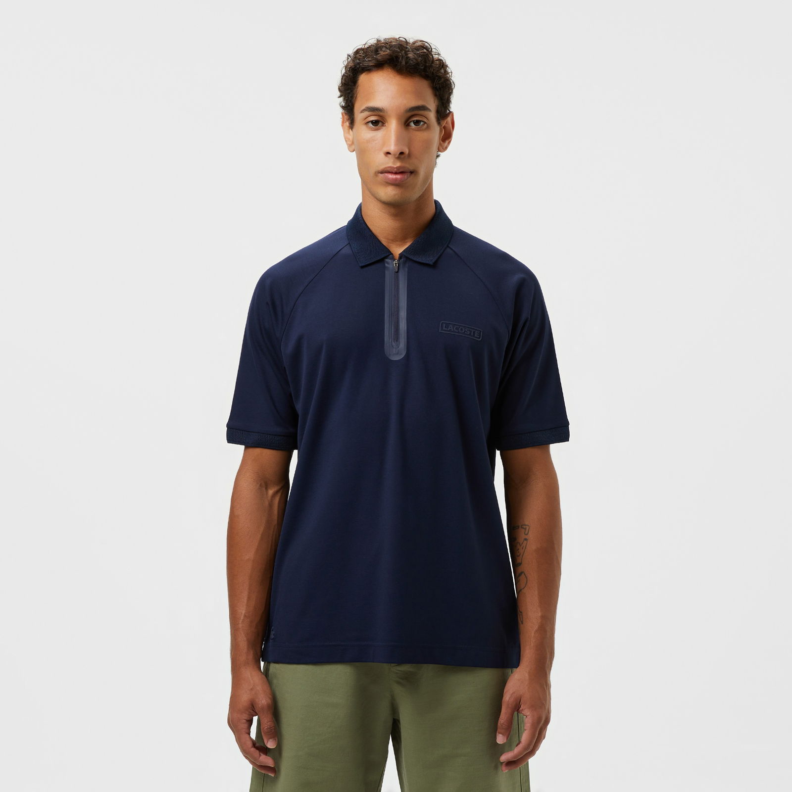 Lacoste Erkek Oversize Fit Yarım Fermuarlı Lacivert Polo